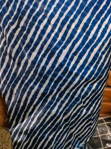 Blue & White Leheriya Print 5 Mts Organza Fabric