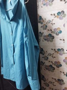 Blue Cold Shoulder Top