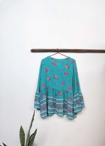 Turquoise Blue Floral Tunic