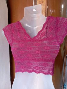 Burgundy/ Maroon Lace Net Top
