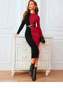 Women's Bodycon Colourblock Maxi Dress