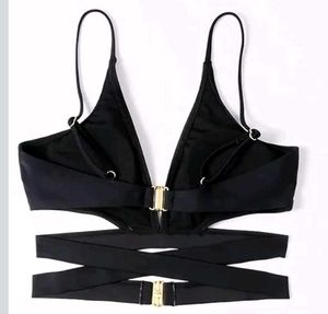 Chic Black Crisscross Bikini Top