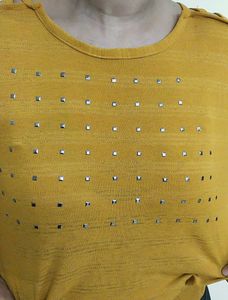 Mustard studded fancy top