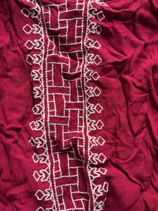 Maroon Embroidered Tank Top