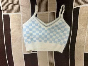 Checkered Fuzzy Crop Tank