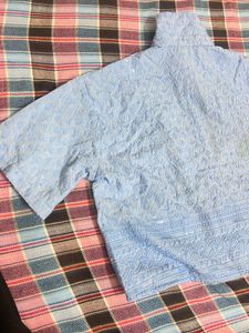 Light Blue Textured Short Sleeve Shirt