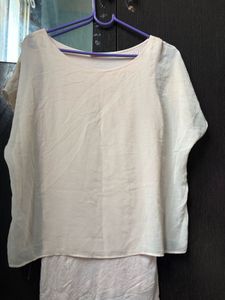 Cream Sheer Chiffon Minimalist Summer Blouse