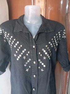 Embellished Denim Shirt