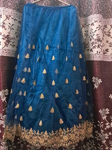 Blue Heavy Lehenga For Kids.