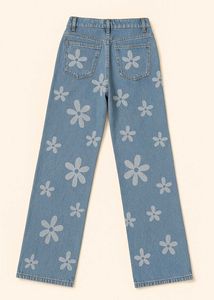 Floral Print Straight-Leg – Vintage Blue Denim