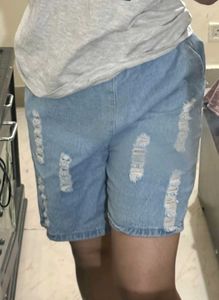 Ripped Denim Shorts