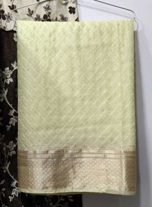 Elegant Cream Net Saree