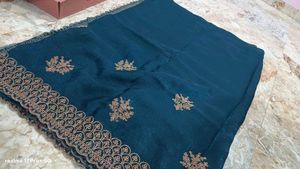 Elegant Blue Embroidered Saree