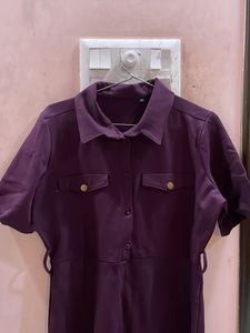 Wine Colour Shirt Style One Piece