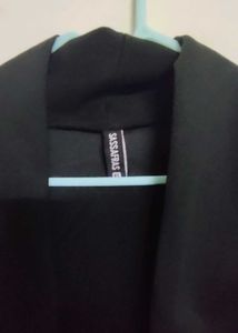 Sassafras Black Ribbed Longline Open Front Shrug