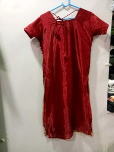 Elegant Red &amp; Gold Kurta