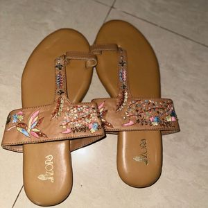 ZORA Embroidered Sandals Never Wore
