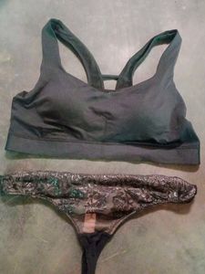 Black Sports Bra & Thong Set