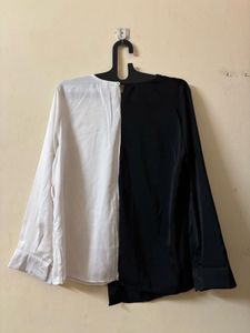 Black &amp; White Colorblock Blouse