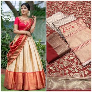 Beautiful colour combination half sarees
