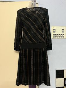 Pintrest Korean Striped Black Dress