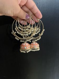 Peach Jhumka Earrings