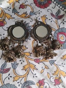 Brown Oxidised Jhumka earrings