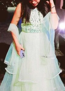 Elegant Mint Green Embellished Dress