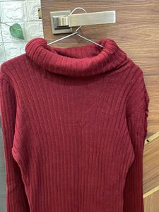 Burgundy Knit Midi Sweater Dress