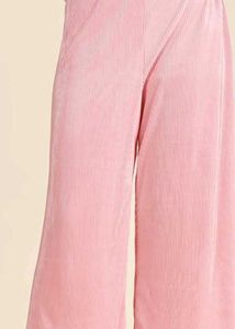 Pink Corduroy Wide Leg Pants