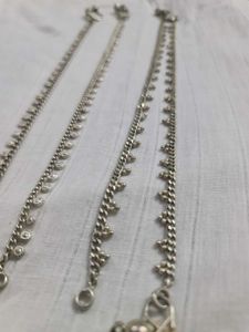Vintage Silver Anklets (Set of Two)