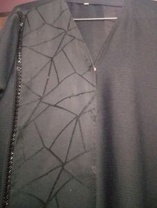handwork Black Abaya zoom fabric