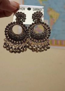Silver Jhumka Earrings (Oxidised)