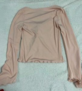 Pink Tie Front Long Sleeve Top