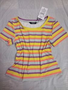 SHEIN BRAND Striped Ribbed Tshirt