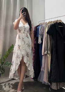 white button down floral dress