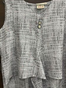 Black Cardigan &amp; Patterned Top Set