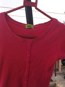 Pink Button-Front Crop Top