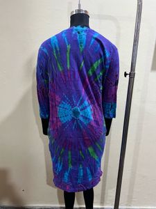 Round Neck Tie Dye Midi Dress