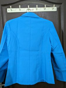 Blue Fitted Formal Blazer With Cushion Shoulders