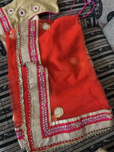 Bridal Cream Orange Lehnga