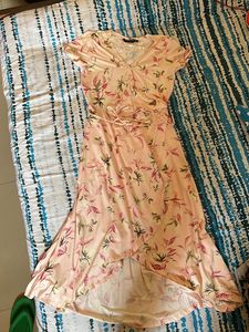 Peachy Pink Wrap Floral Dress