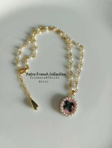 Retro French Style Bow Charm Necklace