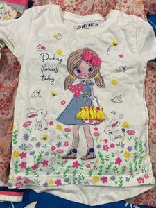 2-4 Yr Girl Kids&#39; Graphic &amp; Floral T-Shirt Bundle