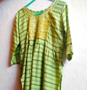 Striped Dress with Embroidery