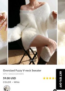 Fuzzy V-Neck Sweater