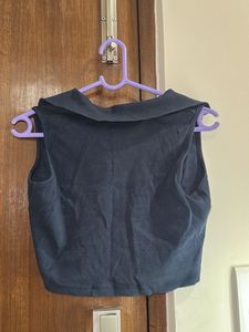 Navy Blue Crop Top