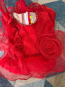 Vibrant Red Colour Dress For Girl