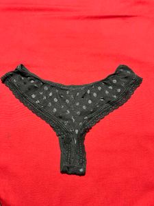 Black Polka Dot Lace Thong Panty
