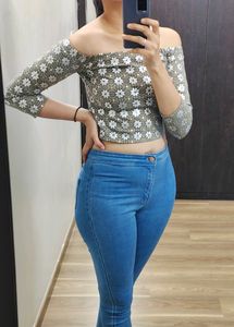Bling Off Shoulder Crop Top